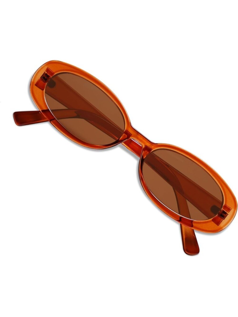 Women's Brown Frame Polarized Retro Oval Small Narrow VL9580 90s Sunglasses